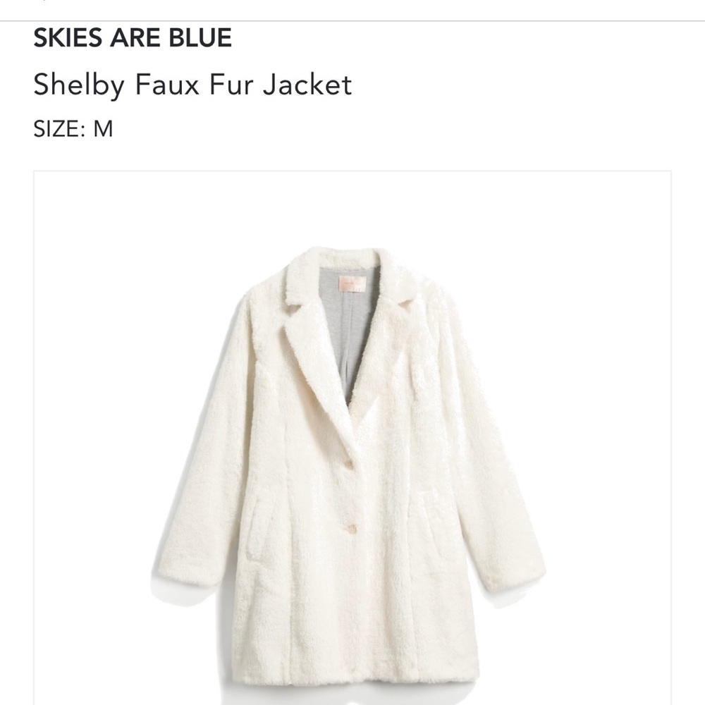 Stitch Fix Teddy jacket, medium, off white with grey lining.